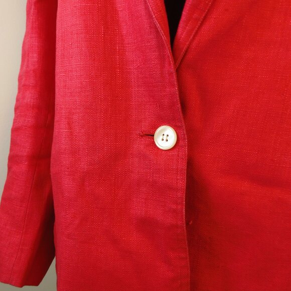 Vintage Chaus Women's 100% Linen Red Blazer SZ 12 Costumer 70s Officewear - Picture 5 of 10